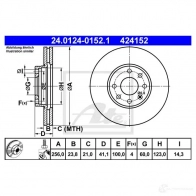 Тормозной диск ATE AMF4Z 42 4152 58484 24012401521 - Изображение 4