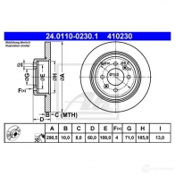 Тормозной диск ATE IA8HAI 24011002301 Peugeot 406 1 (8C) Купе 2.2 HDI 133 л.с. 2000 – 2004 41 0230