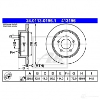 Тормозной диск ATE Chrysler Voyager 4 (RG, RS) Минивэн 3.3 178 л.с. 2000 – 2002 75BM3 24011301961 41319 6