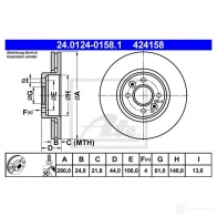 Тормозной диск ATE V8HCT 58486 24012401581 424 158 - Изображение 4