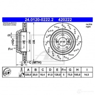 Тормозной диск ATE 42022 2 24012002222 58236 7RWR26X - Изображение 3