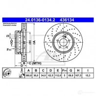 Тормозной диск ATE 24013601342 1437251731 IH2 HE - Изображение 5