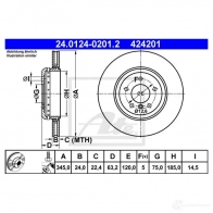 Тормозной диск ATE 957I6 58527 42420 1 24012402012 - Изображение 4