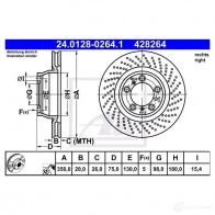 Тормозной диск ATE ITBUQ 42 8264 58861 24012802641 - Изображение 2