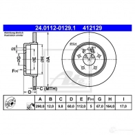 Тормозной диск ATE 24011201291 412 129 Mercedes S-Class (W140) 3 Седан 2.8 300 SE (140.028) 197 л.с. 1993 – 1998 IV6WQYJ