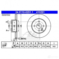 Тормозной диск ATE 24011002911 57756 4 10291 CU6D8 - Изображение 7