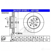 Тормозной диск ATE R8RB4TW 58255 42110 5 24012101051 - Изображение 5