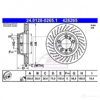 Тормозной диск ATE 428 265 Porsche 911 (997) 4 Купе 3.8 Turbo S 530 л.с. 2010 – 2012 24012802651 40PZ1S