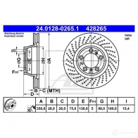 Тормозной диск ATE 428 265 58862 24012802651 40PZ1S - Изображение 3