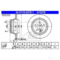 Тормозной диск ATE 24011002781 41 0278 7HF0V 57744 - Изображение 6