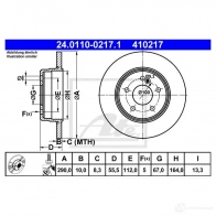 Тормозной диск ATE 24011002171 0SQJA 57692 4 10217 - Изображение 4