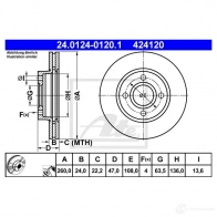 Тормозной диск ATE 24012401201 42 4120 Ford Scorpio 2 (FE, GFR, GGR) Универсал 2.0 i 115 л.с. 1994 – 1998 LBVMRKZ