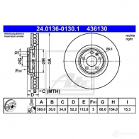 Тормозной диск ATE Porsche Macan (95B) 1 Кроссовер E8MB0W E 24013601301