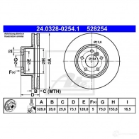 Тормозной диск ATE 24032802541 528 254 59419 G84FWX - Изображение 5