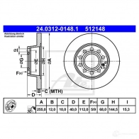Тормозной диск ATE 24031201481 5121 48 59288 A8T7V4 - Изображение 7