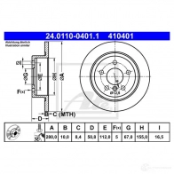 Тормозной диск ATE 24011004011 UAUVP 1193355125 4104 01 - Изображение 3