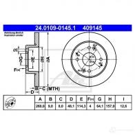 Тормозной диск ATE 24010901451 4091 45 Honda Accord 6 (CG) Купе 71IMBCH