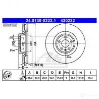 Тормозной диск ATE 58951 43022 2 24013002221 R71YTH3 - Изображение 5