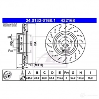 Тормозной диск ATE 43216 8 24013201681 JEF839H 59010 - Изображение 3