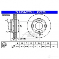 Тормозной диск ATE 43023 9 VDZZ3H7 24013002391 58965 - Изображение 3