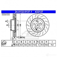 Тормозной диск ATE 24013201371 Mercedes S-Class (W221) 3 Седан 3.0 S 320 CDI (2222. 2222) 235 л.с. 2005 – 2009 4321 37 P5WILH