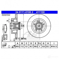 Тормозной диск ATE 41110 0 24011101002 4NHZM 57846 - Изображение 7