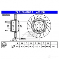 Тормозной диск ATE 43 0180 24013001801 GB0SZ 58913