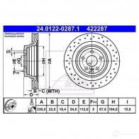 Тормозной диск ATE 42228 7 V5YDHKC Mercedes M-Class (W166) 3 Кроссовер 2.1 ML 250 CDI / BlueTEC 4 matic (1604. 1603) 204 л.с. 2011 – 2015 24012202871