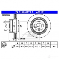 Тормозной диск ATE 58191 1S2BVKT 24012001711 420 171