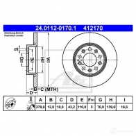 Тормозной диск ATE A98S2M 41217 0 24011201701 57952 - Изображение 5