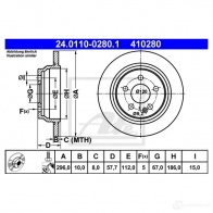 Тормозной диск ATE 4 10280 EUE6M1 24011002801 57746 - Изображение 5