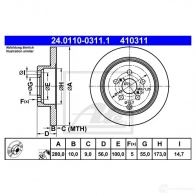 Тормозной диск ATE 24011003111 4 10311 57772 5B12WF - Изображение 5