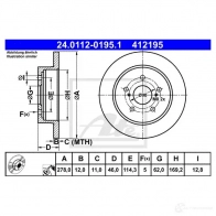Тормозной диск ATE 4 12195 A2ZV2 Suzuki Kizashi 24011201951