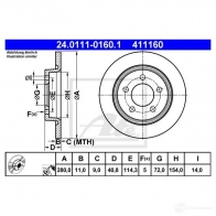 Тормозной диск ATE 24011101601 57877 9XTJFOW 4 11160