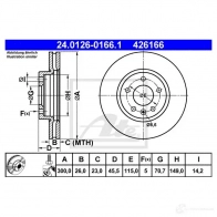Тормозной диск ATE 42616 6 24012601661 58711 8ATXZE8 - Изображение 5
