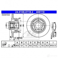 Тормозной диск ATE FJUN2E 4081 18 24010801182 57578 - Изображение 6