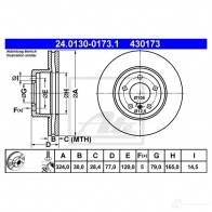 Тормозной диск ATE AMQ79P 58906 24013001731 430 173 - Изображение 4