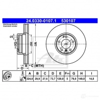 Тормозной диск ATE 59420 530 107 SO338 24033001071 - Изображение 4