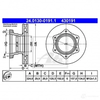 Тормозной диск ATE 3HNZR 24013001911 Mercedes Vario (512D) 1 Фургон 4.2 613 D. 614 D (6651. 6652. 6653) 136 л.с. 1996 – 2011 4301 91