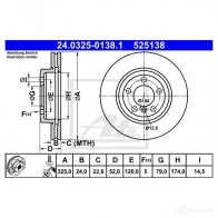 Тормозной диск ATE PJVABT 5 25138 24032501381 59382 - Изображение 4