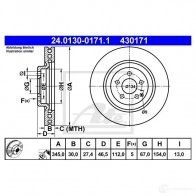 Тормозной диск ATE 43017 1 58904 SX8TAH 24013001711