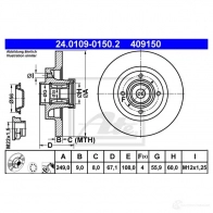 Тормозной диск ATE 014KW9 40 9150 24010901502 57612 - Изображение 6