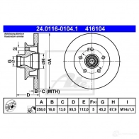 Тормозной диск ATE KGRK81 4 16104 58058 24011601041 - Изображение 4
