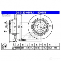 Тормозной диск ATE 58179 24012001541 42015 4 8JB9Y5 - Изображение 4