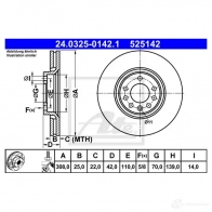 Тормозной диск ATE 52514 2 PGU4BZY 24032501421 59384 - Изображение 5