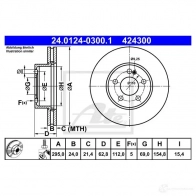 Тормозной диск ATE 1424886987 24012403001 4243 00 1JR1M6 - Изображение 7