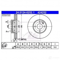 Тормозной диск ATE 4242 52 AK529 1193355866 24012402521 - Изображение 2