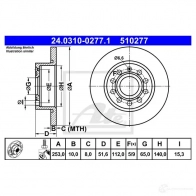 Тормозной диск ATE 5102 77 59270 24031002771 L3AB0WX - Изображение 4