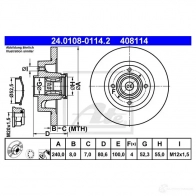 Тормозной диск ATE ETSCK6G 24010801142 57575 40 8114 - Изображение 5