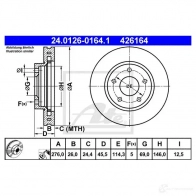 Тормозной диск ATE 42 6164 24012601641 AH1VC 58709